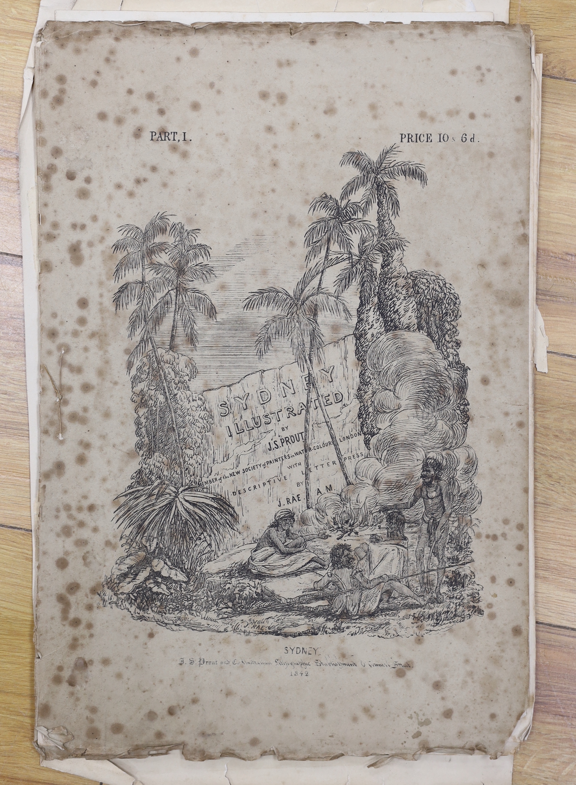John Skinner Prout, R.I. (British, 1806-1876), 'Sydney Illustrated', Part I and Part II, lithograph, plates 18.5 x 28cm, overall folio 43 x 28.5cm